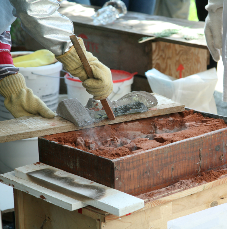 hot glass casting_removing glass from the mold